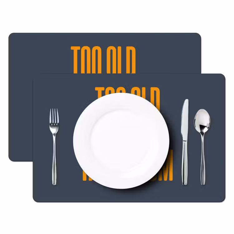 Placemat - 6 stuks - Too old for heidi klum - Geel - Blauw — 2