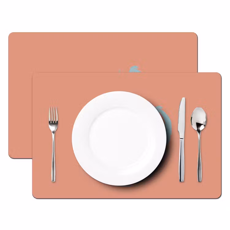Placemat - 6 stuks - XOXO - Blauw - Perzikkleur — 2