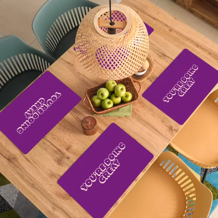 Placemat - 6 stuks - You're doing great - Paars - Bubble letters — 6
