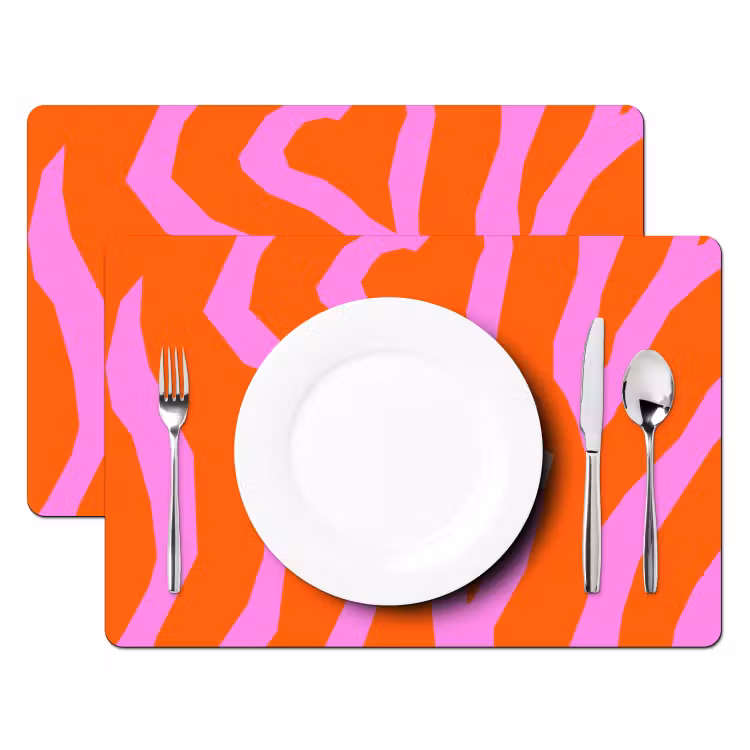 Placemat - 6 stuks - Zebraprint - Grafisch - COOL - Oranje — 2