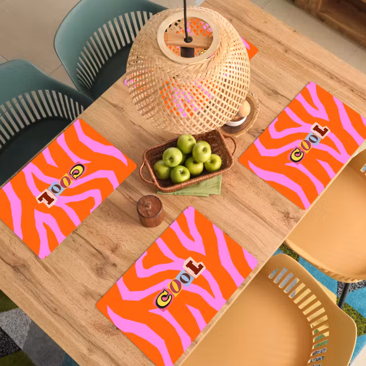 Placemat - 6 stuks - Zebraprint - Grafisch - COOL - Oranje — 6