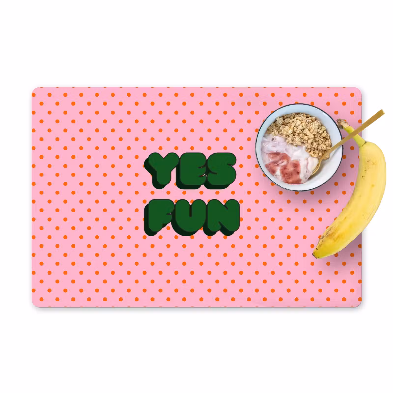 Placemat - 6 stuks - Yes fun - Groen - Roze - Stippen — 1