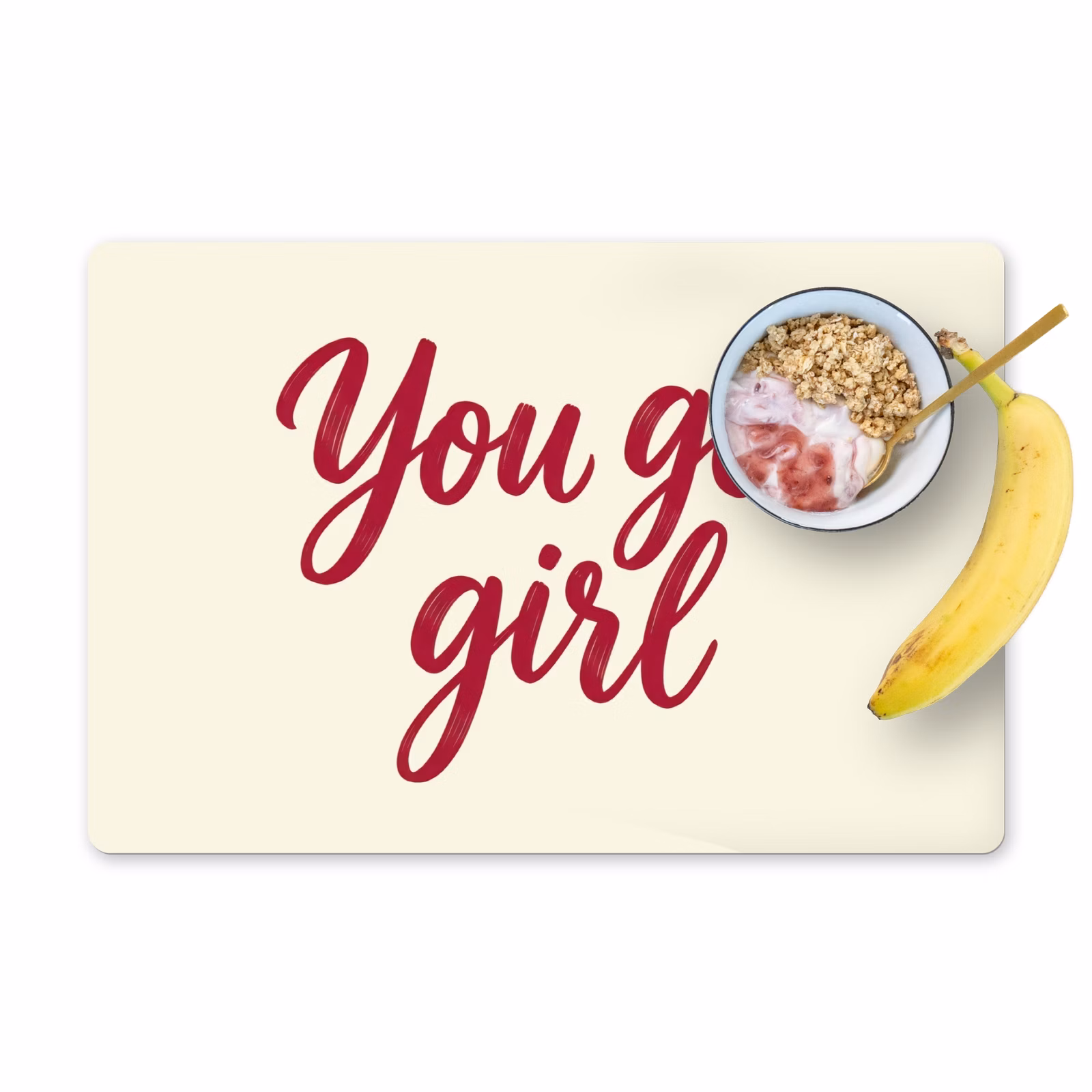 Placemat - 6 stuks - you go girl - Rood - Wit — 1