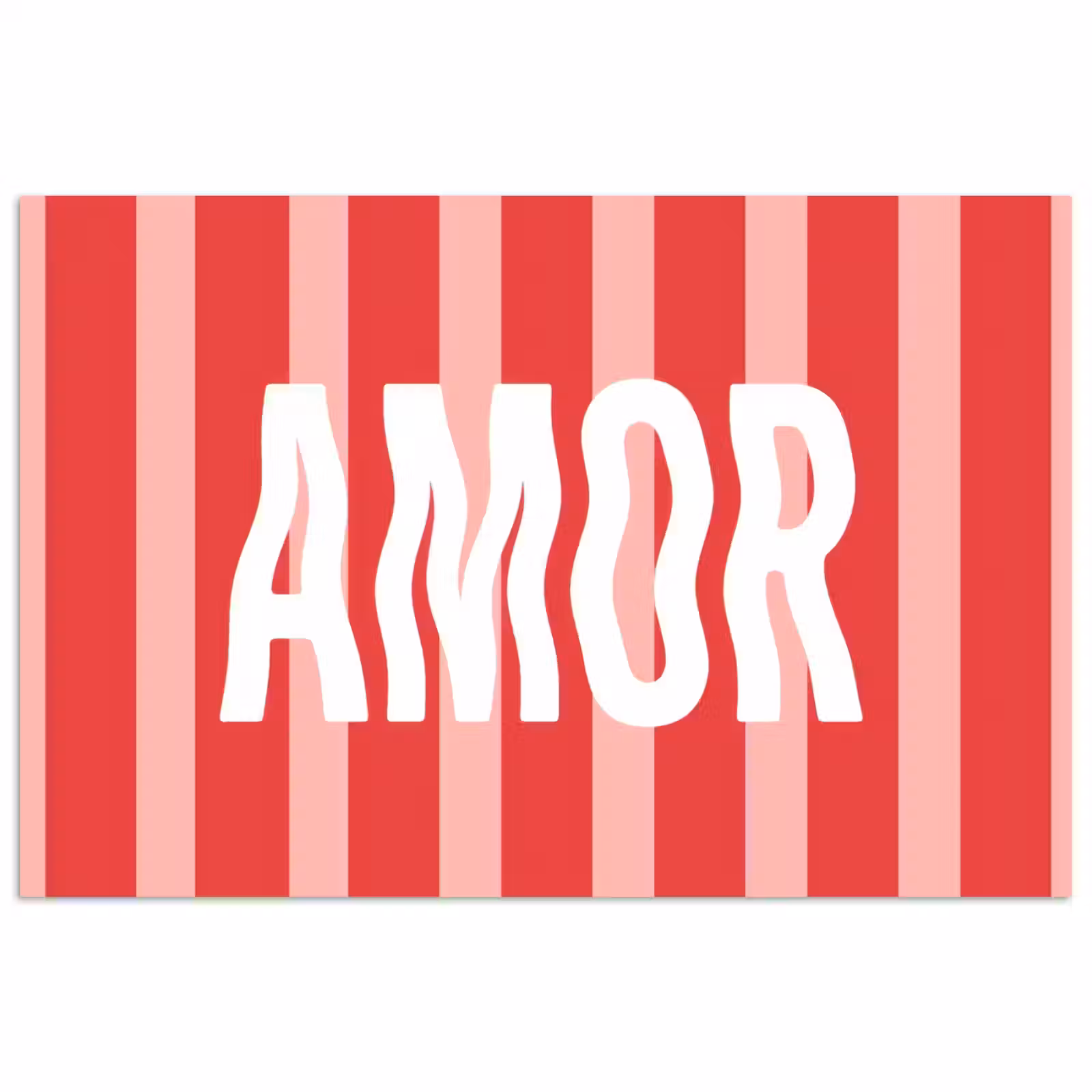 Poster - Amor - Strepen - Rood - Roze — 1