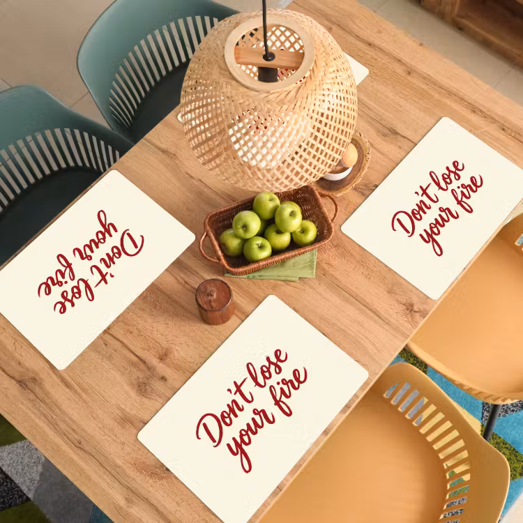 Placemat - 6 stuks - Don't lose your fire - Rood - Wit - Minimalistisch — 6