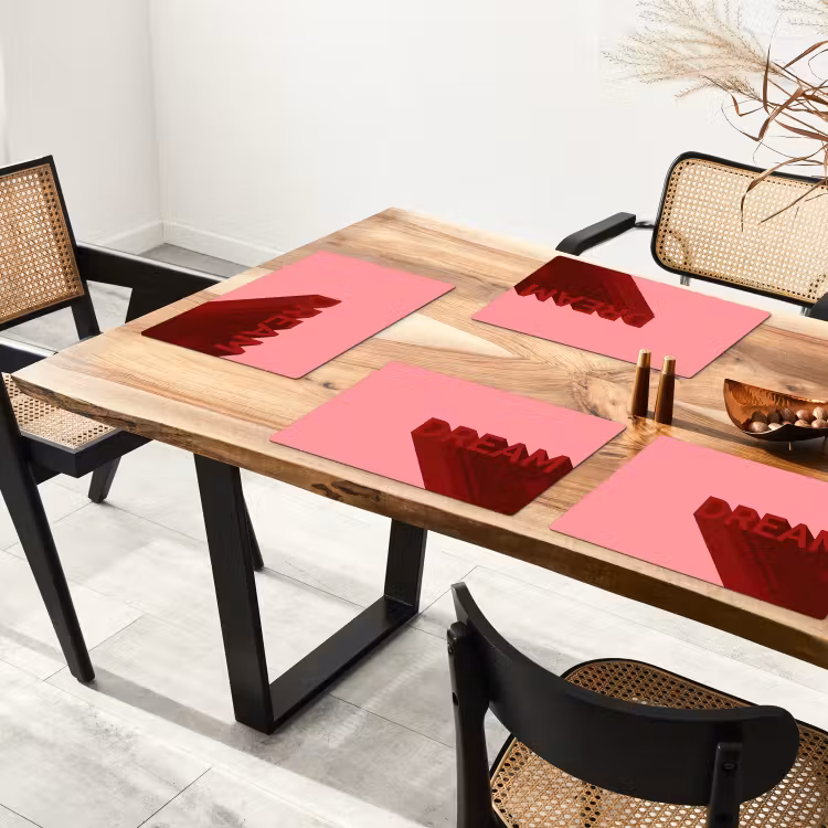 Placemat - 6 stuks - Dream - 3D - Rood - Roze — 5