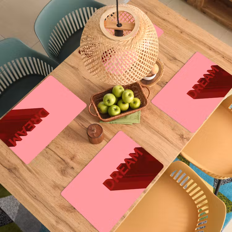 Placemat - 6 stuks - Dream - 3D - Rood - Roze — 6
