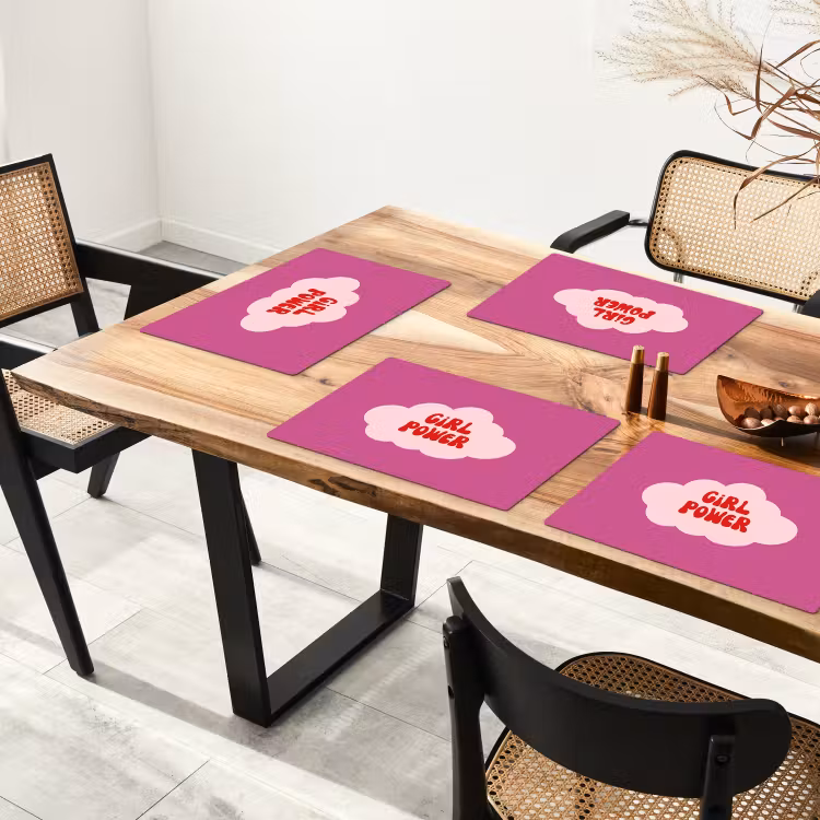 Placemat - 6 stuks - Girl power - Wolk - Roze — 5