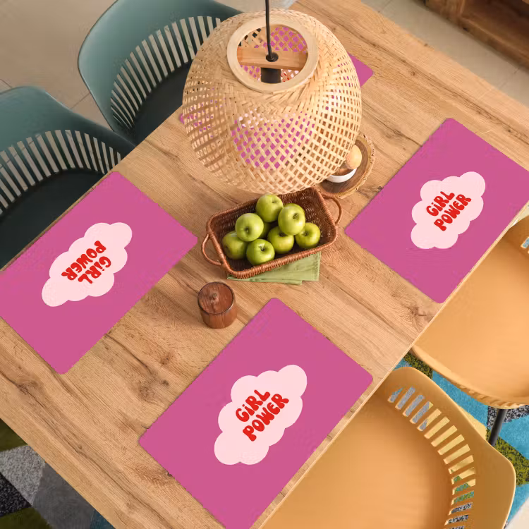Placemat - 6 stuks - Girl power - Wolk - Roze — 6