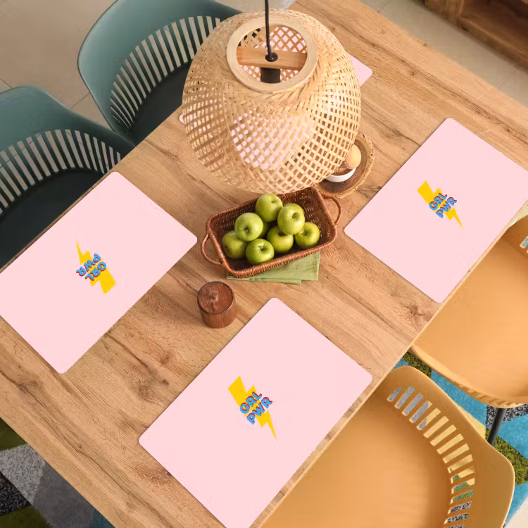 Placemat - 6 stuks - Grl pwr - Bliksem - Roze — 6