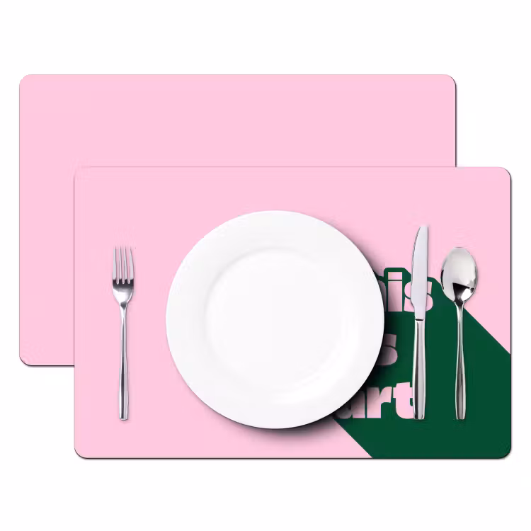 Placemat - 6 stuks - Groen - Teskt - This is art - Roze — 2
