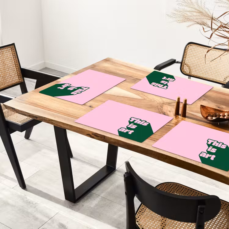 Placemat - 6 stuks - Groen - Teskt - This is art - Roze — 5