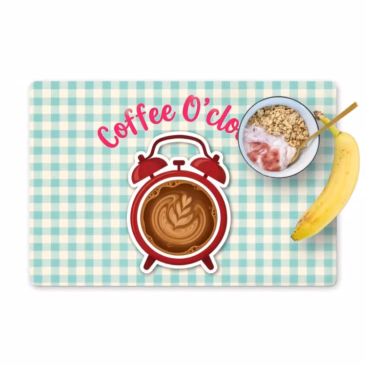 Placemat - 6 stuks - Koffie - Klok - Groen — 1