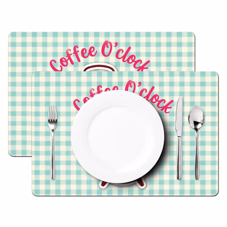 Placemat - 6 stuks - Koffie - Klok - Groen — 2
