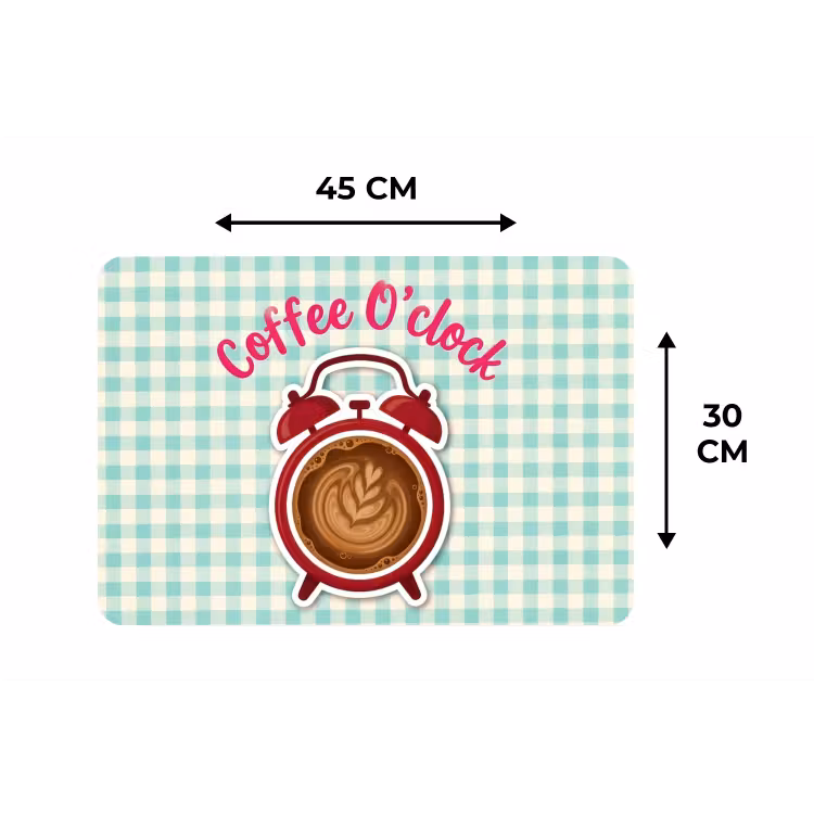 Placemat - 6 stuks - Koffie - Klok - Groen — 3