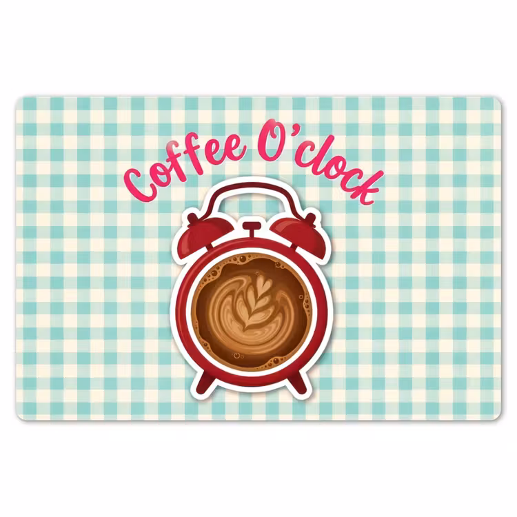 Placemat - 6 stuks - Koffie - Klok - Groen — 7