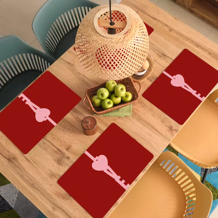 Placemat - 6 stuks - Love - Hart - Rood — 6