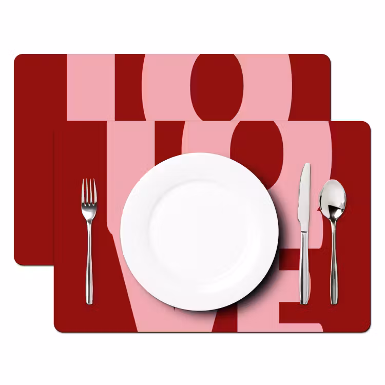 Placemat - 6 stuks - Love - Rood - Blokletters — 2