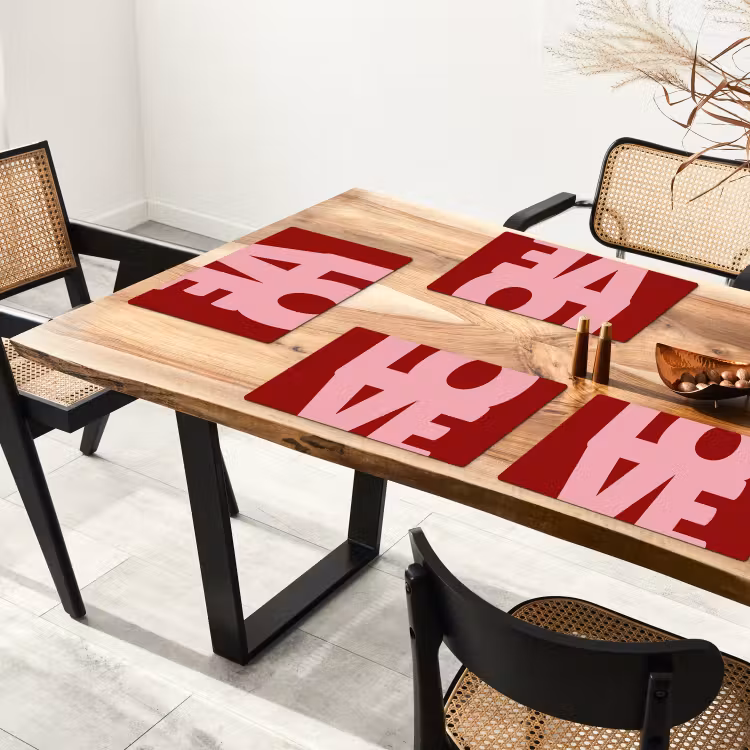 Placemat - 6 stuks - Love - Rood - Blokletters — 5