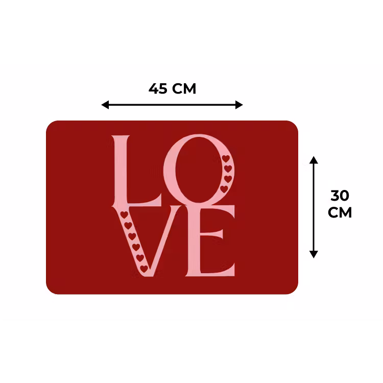 Placemat - 6 stuks - Love - Rood - Hatjes — 3