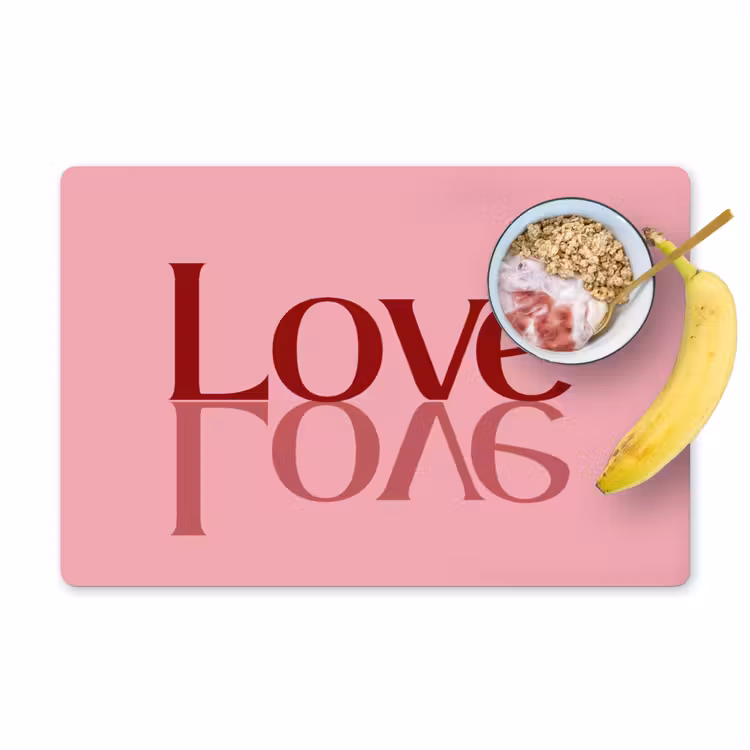 Placemat - 6 stuks - Love - Roze - Spiegeling — 1