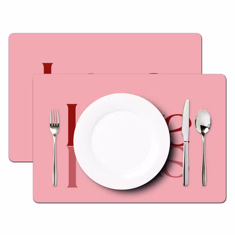 Placemat - 6 stuks - Love - Roze - Spiegeling — 2