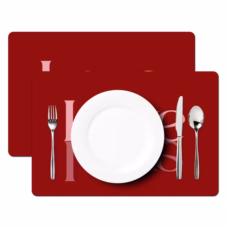 Placemat - 6 stuks - Love - Spiegeling - Rood — 2
