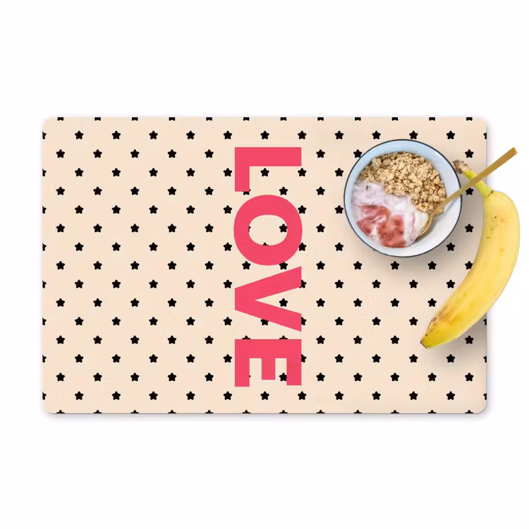 Placemat - 6 stuks - Love - Stippen - Roze — 1