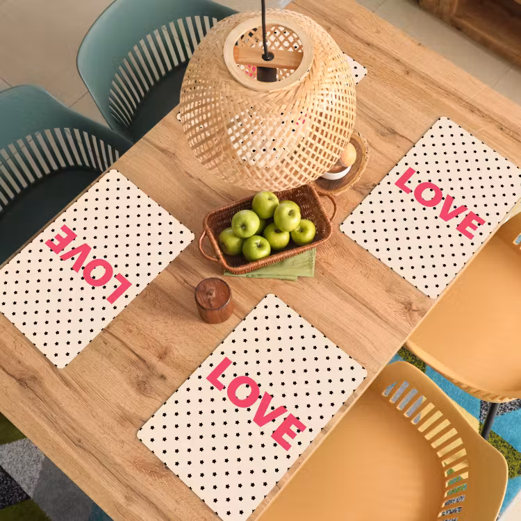 Placemat - 6 stuks - Love - Stippen - Roze — 6