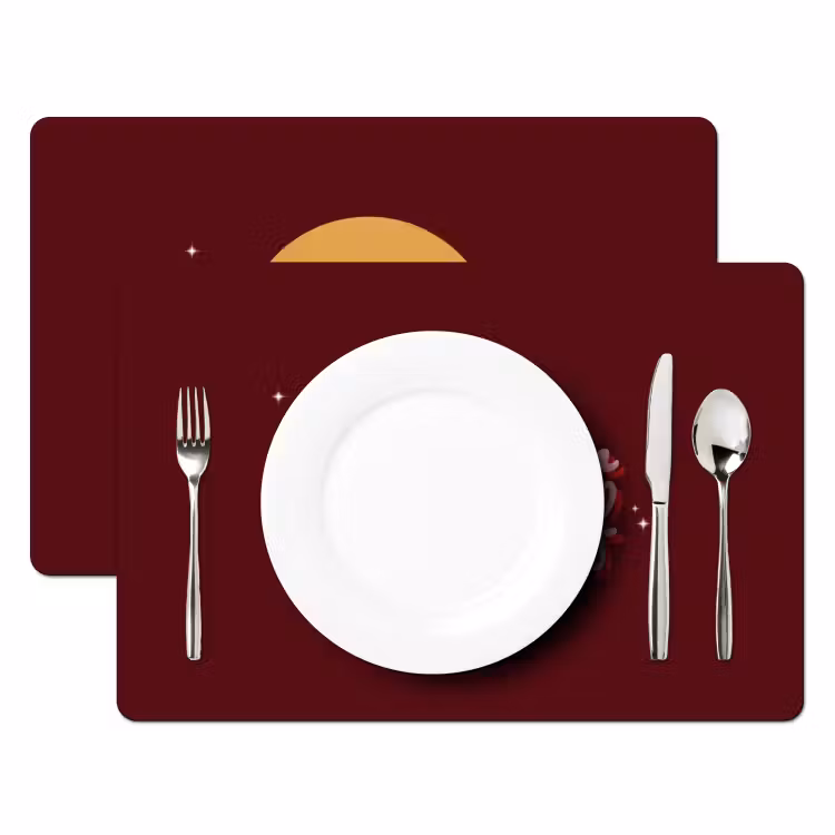 Placemat - 6 stuks - love your damn self - Cirkel - Glitter - Rood — 2