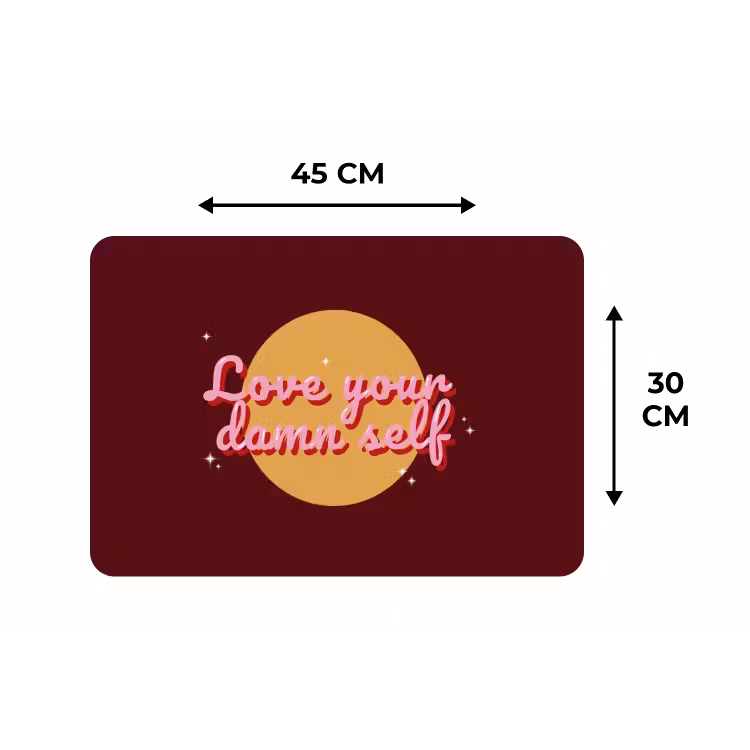 Placemat - 6 stuks - love your damn self - Cirkel - Glitter - Rood — 3