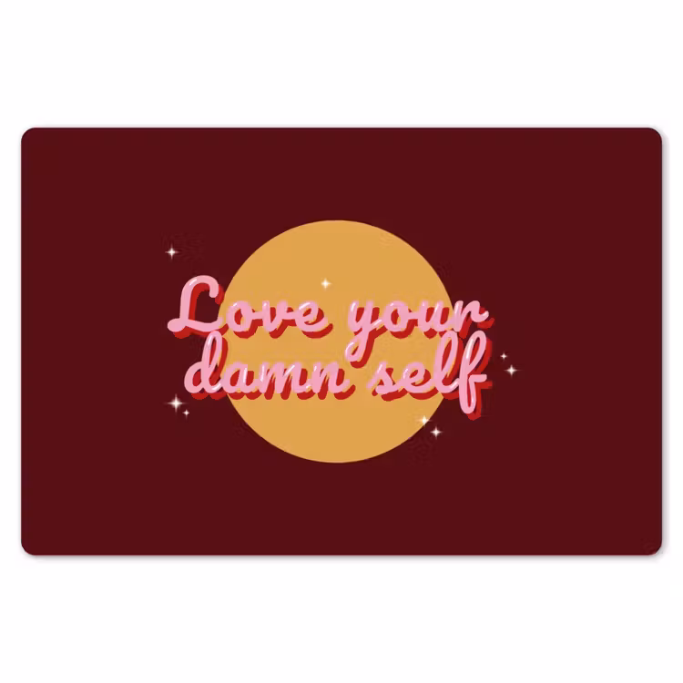 Placemat - 6 stuks - love your damn self - Cirkel - Glitter - Rood — 7