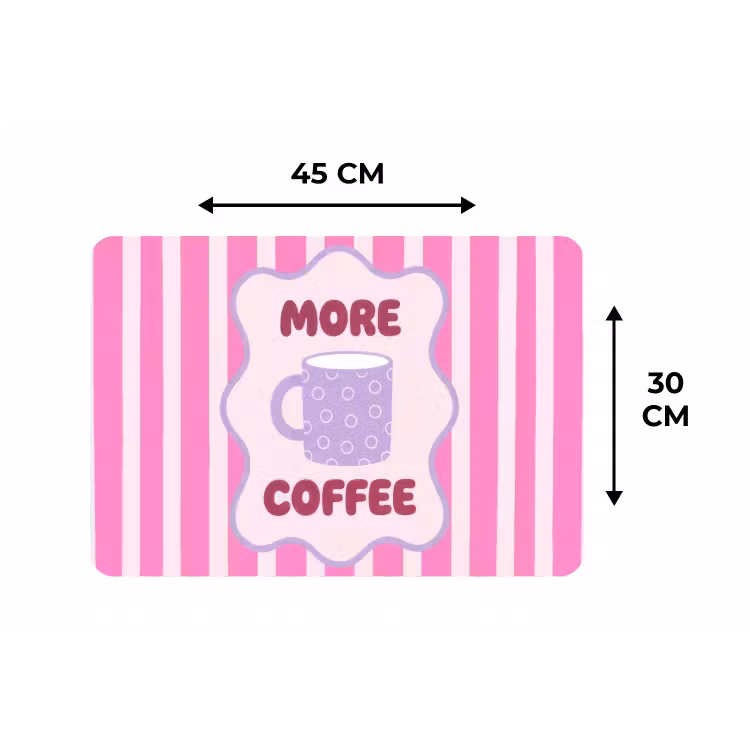 Placemat - 6 stuks - More coffee - Roze - Paars - Strepen - Mok — 3