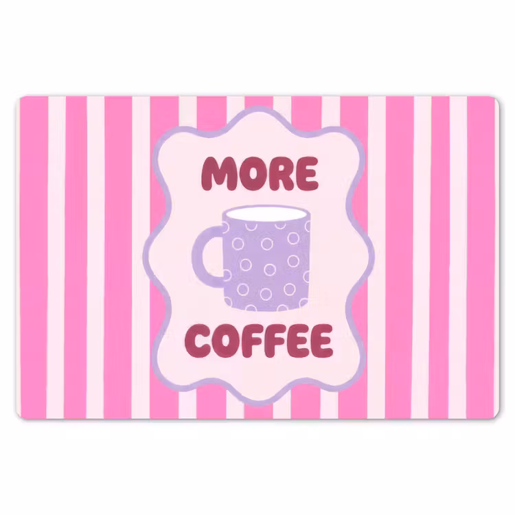 Placemat - 6 stuks - More coffee - Roze - Paars - Strepen - Mok — 7