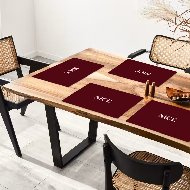 Placemat - 6 stuks - Nice - Bordeaux - Roze — 5