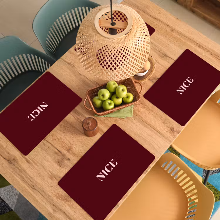Placemat - 6 stuks - Nice - Bordeaux - Roze — 6