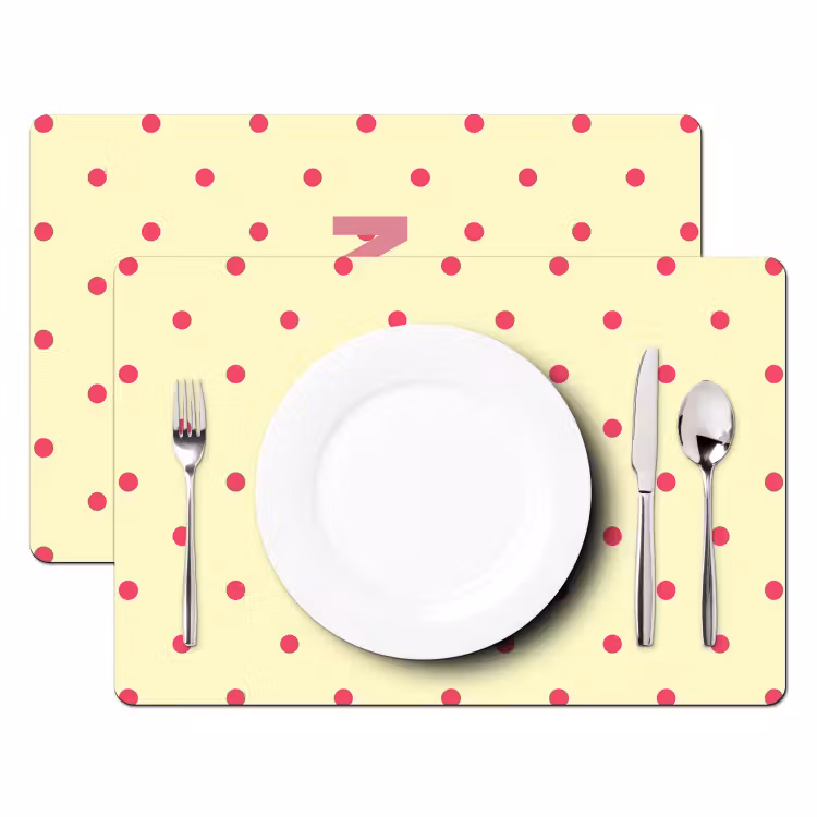 Placemat - 6 stuks - Nice - Stippen - Roze - Geel — 2