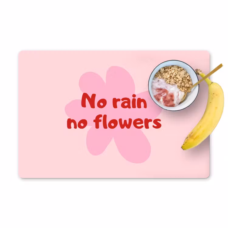 Placemat - 6 stuks - No rain no flowers - Bloem - Roze — 1