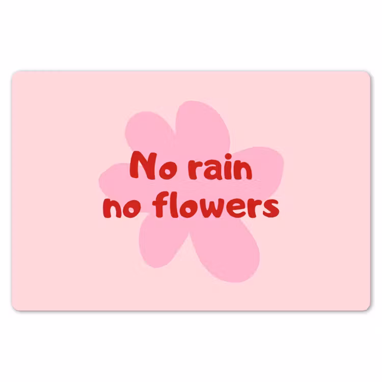 Placemat - 6 stuks - No rain no flowers - Bloem - Roze — 7