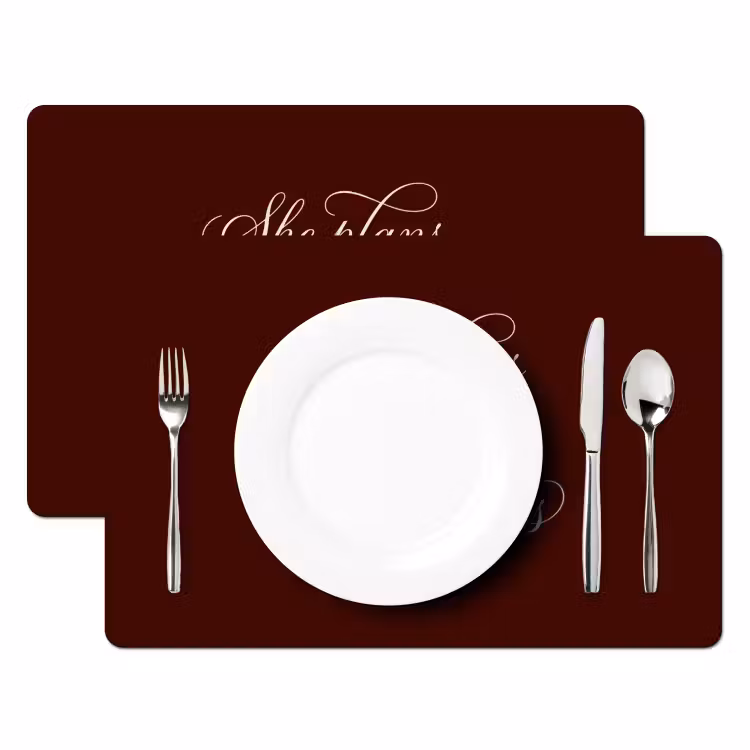 Placemat - 6 stuks - She plans she glows she achieves - Rood - Cursief — 2