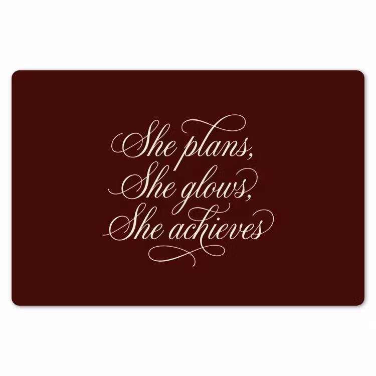 Placemat - 6 stuks - She plans she glows she achieves - Rood - Cursief — 7