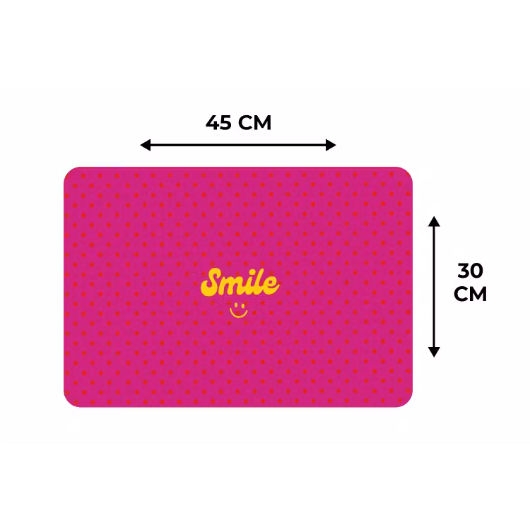 Placemat - 6 stuks - Smile - Stippen - Geel - Smiley - Roze — 3