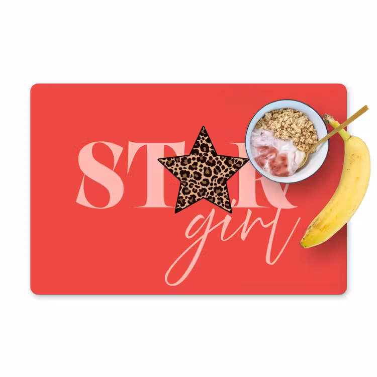 Placemat - 6 stuks - Star girl - Rood - Panter - Ster — 1