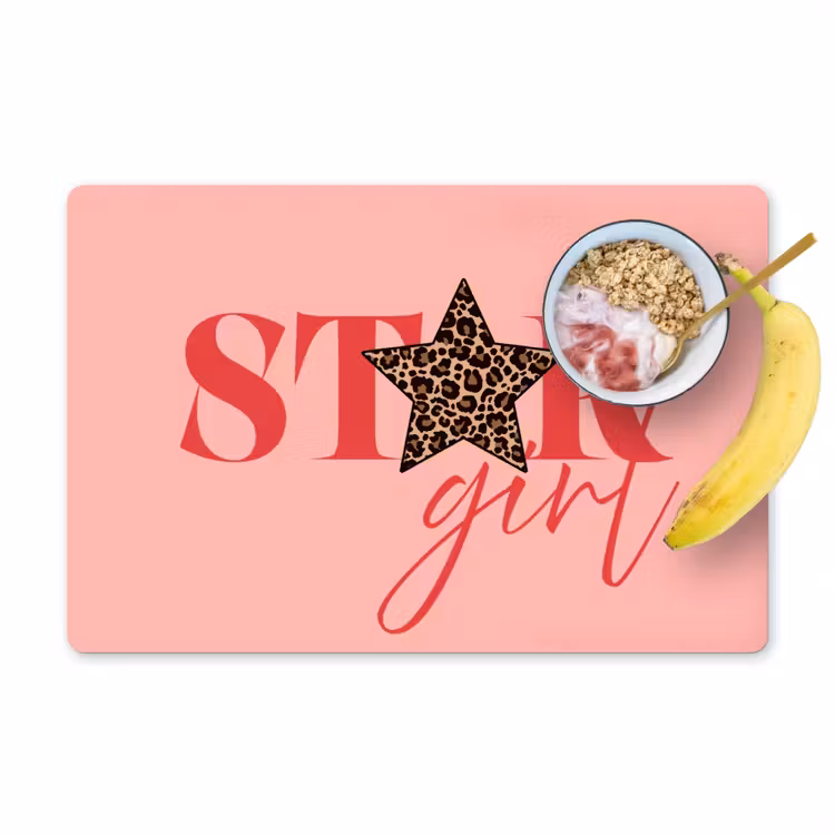 Placemat - 6 stuks - Star girl - Roze - Panter - Ster — 1