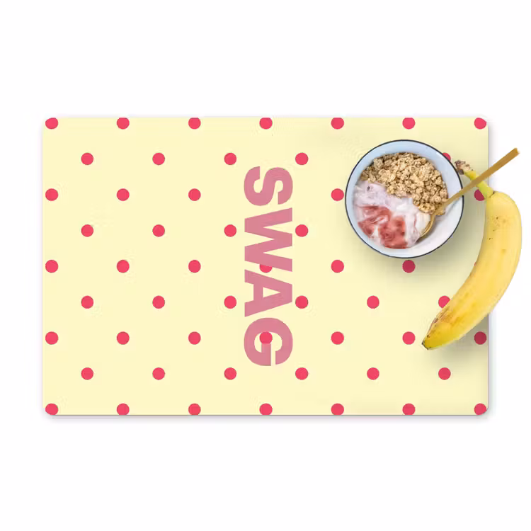 Placemat - 6 stuks - Swag - Roze - Stippen - Geel — 1