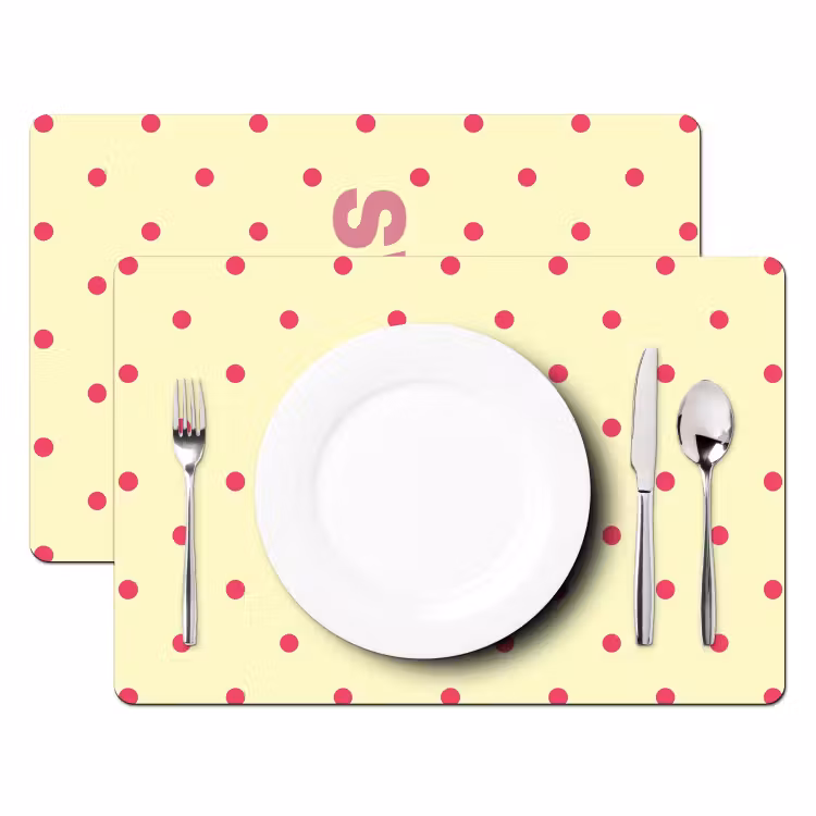 Placemat - 6 stuks - Swag - Roze - Stippen - Geel — 2