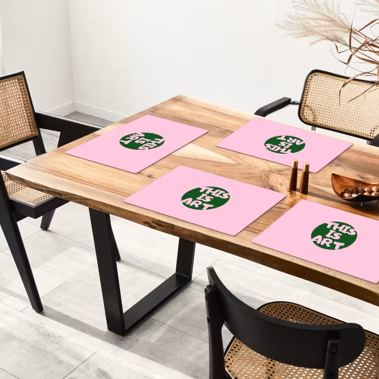 Placemat - 6 stuks - This is art - Tekst - Cirkel - Groen — 5