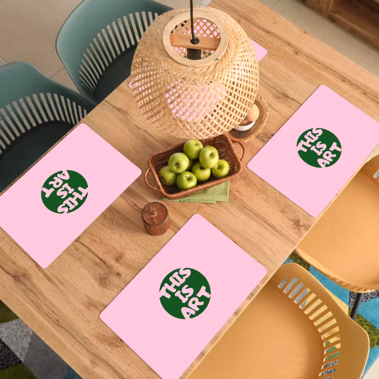 Placemat - 6 stuks - This is art - Tekst - Cirkel - Groen — 6