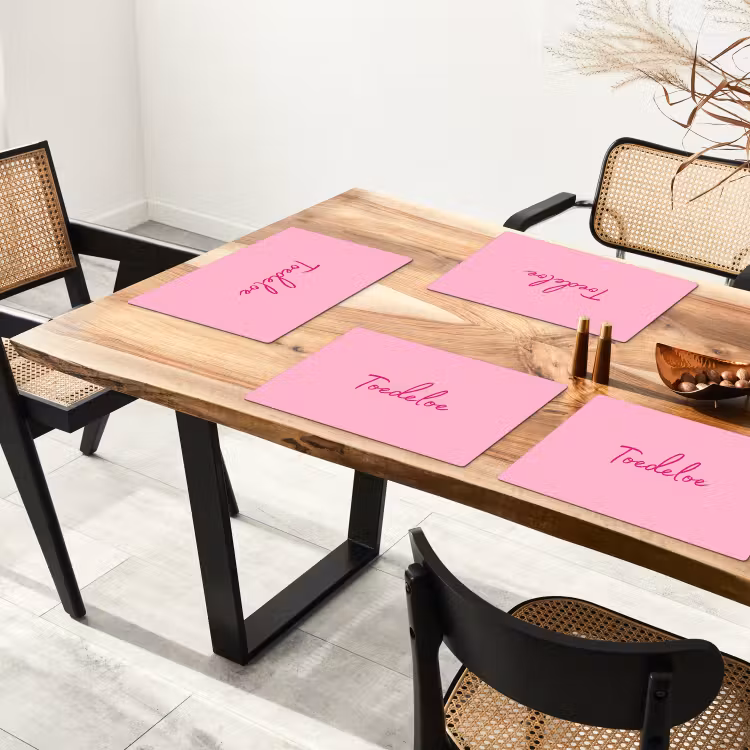 Placemat - 6 stuks - Toedeloe - Roze - Minimalistisch — 5