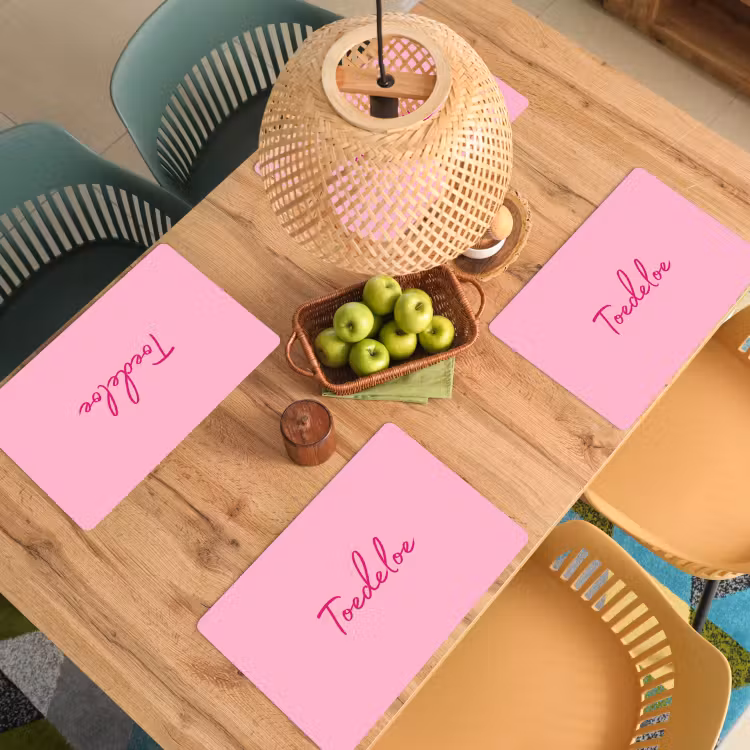 Placemat - 6 stuks - Toedeloe - Roze - Minimalistisch — 6